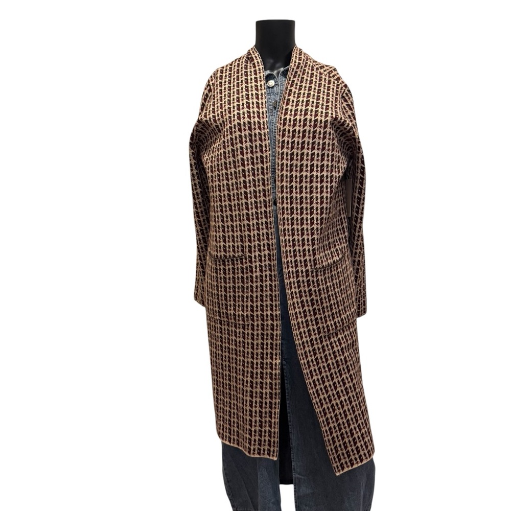 Venini Brown and Black Checkered Cardigan - Picture 1 of 16